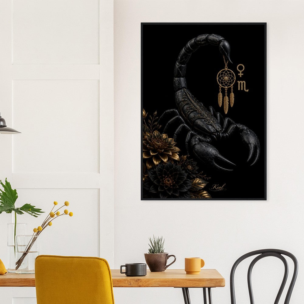 Scorpio Zodiac Scorpion Poster, Gold Wall Art, Zodiac Gift for Her, Danish Art Studio