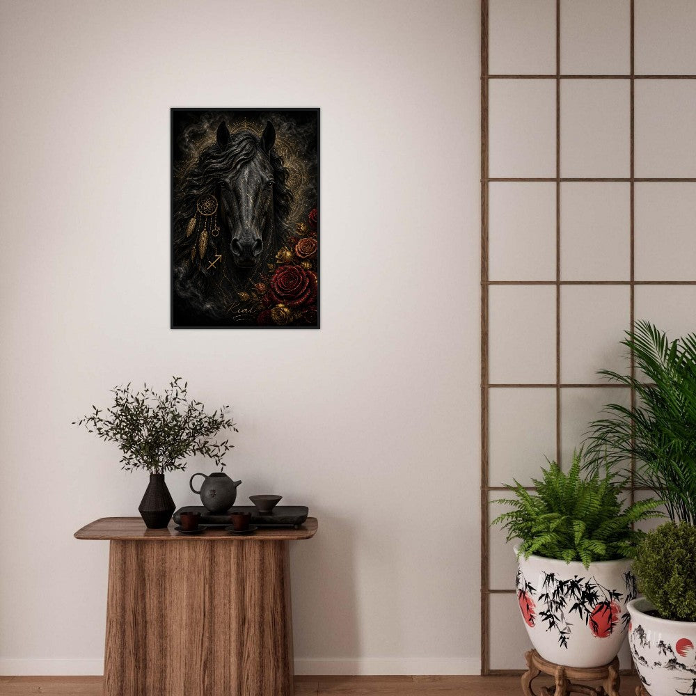 Sagittarius Zodiac Horse Poster, Gold Wall Art, Zodiac Gift for Him, Danish Art Studio