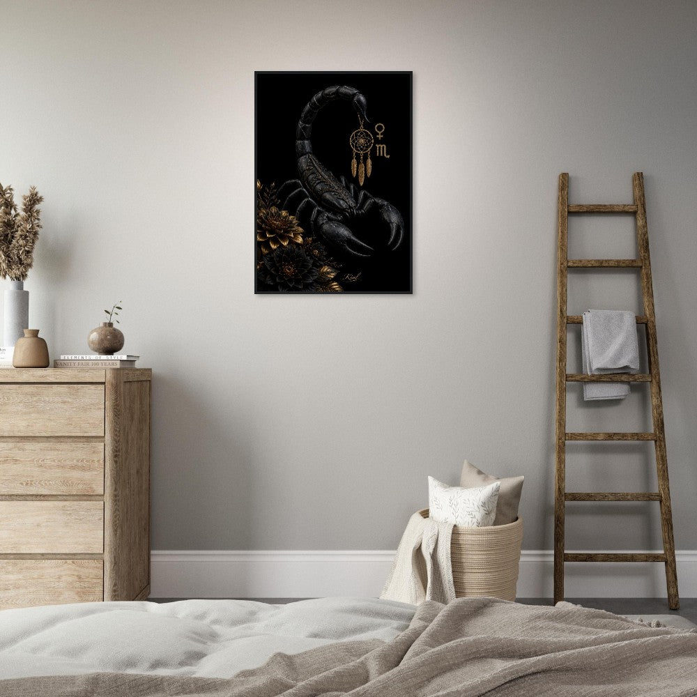 Scorpio Zodiac Scorpion Poster, Gold Wall Art, Zodiac Gift for Her, Danish Art Studio