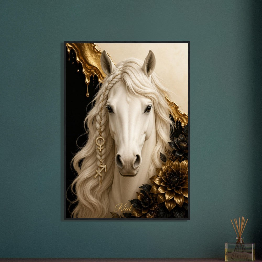Sagittarius Zodiac Horse Poster, Gold Wall Art, Zodiac Gift for Her, Danish Art Studio
