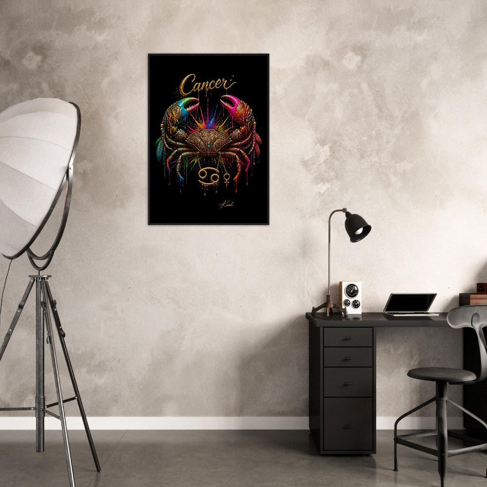 Krebs Neon Sternzeichen Krabben Poster, Bunte Wandkunst, Künstlerische Astrologie Leinwand, Sternzeichen Geschenk für Sie, Dänisches Kunststudio