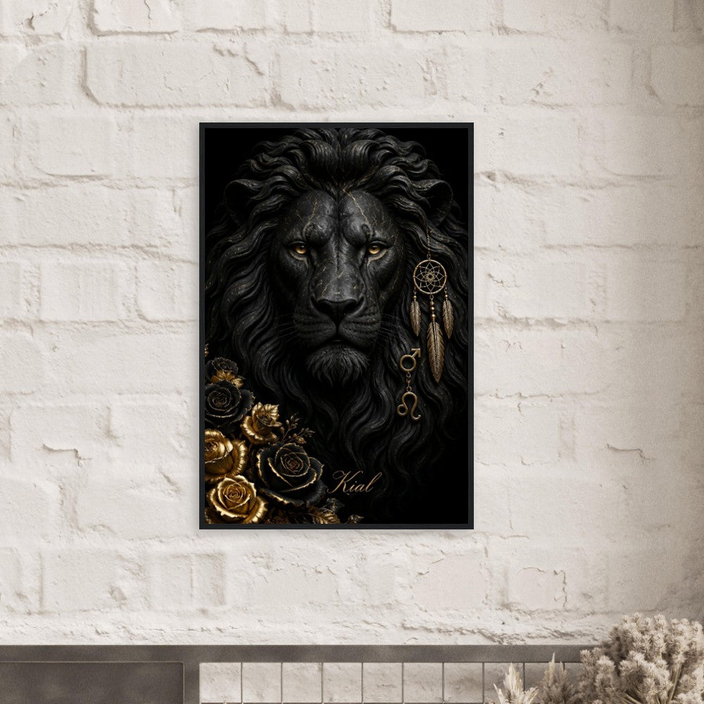 Leo Zodiac Lion Poster, Gold Wall Art, Astrology Canvas, Lion Portrait, Zodiac Gift for Him, Danish Art Studio