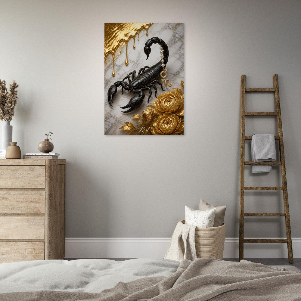 Scorpio Zodiac Scorpion Poster, Gold Wall Art, Zodiac Gift for Him, Danish Art Studio