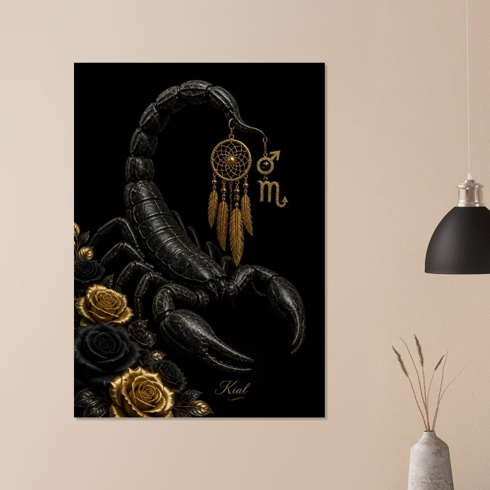 Scorpio Zodiac Scorpion Poster, Gold Wall Art, Zodiac Gift for Him, Danish Art Studio