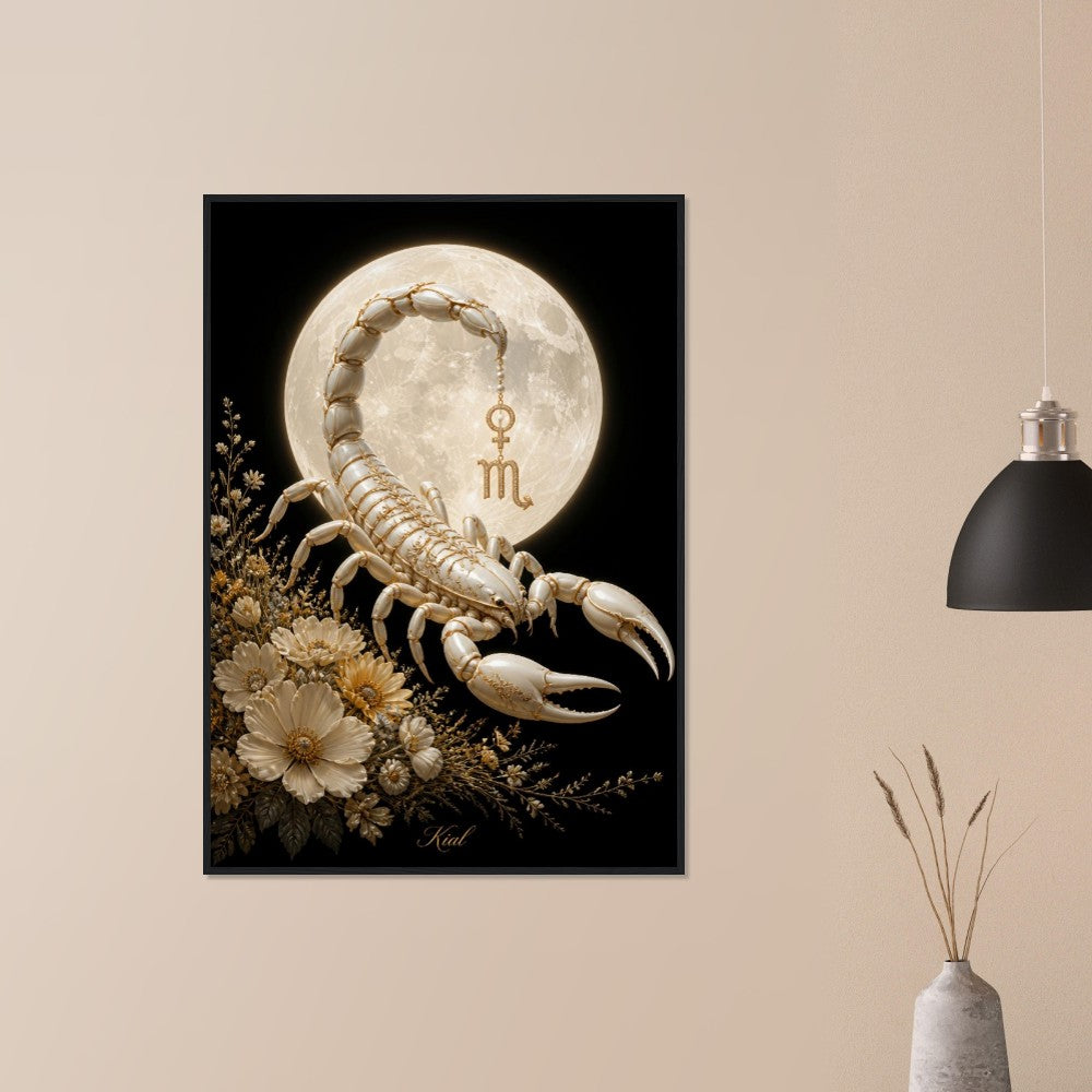 Scorpio Zodiac Scorpion Poster, Gold Wall Art, Zodiac Gift for Her, Danish Art Studio