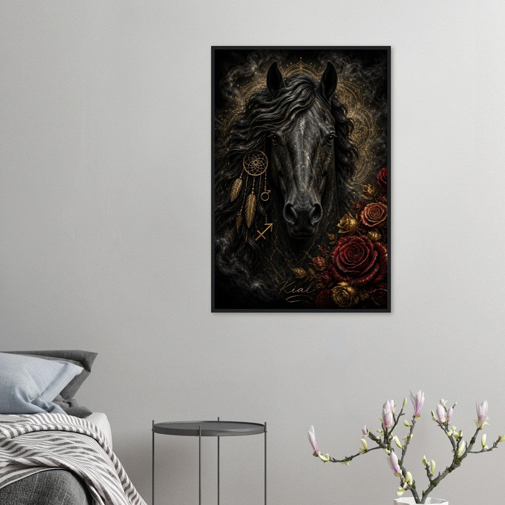 Sagittarius Zodiac Horse Poster, Gold Wall Art, Zodiac Gift for Him, Danish Art Studio