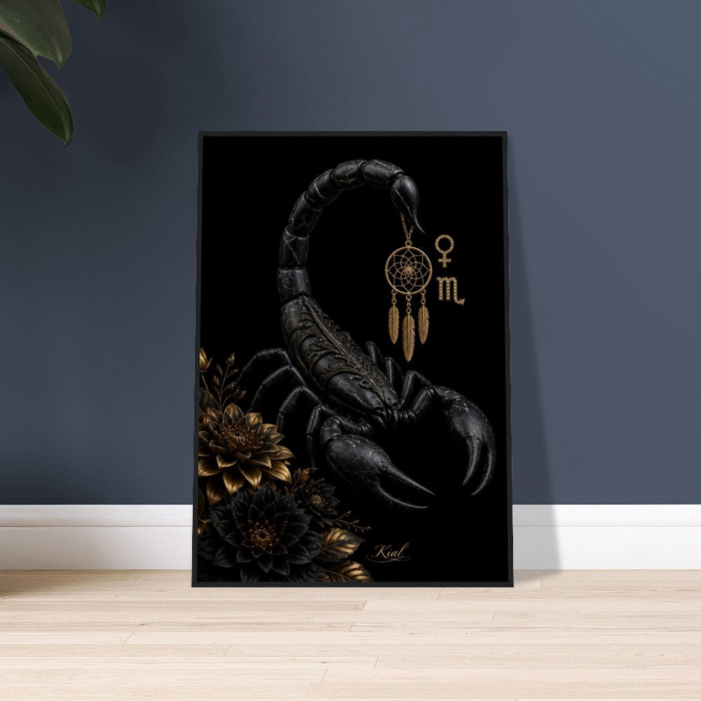 Scorpio Zodiac Scorpion Poster, Gold Wall Art, Zodiac Gift for Her, Danish Art Studio