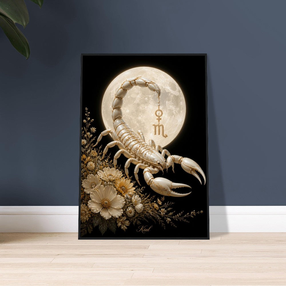 Scorpio Zodiac Scorpion Poster, Gold Wall Art, Zodiac Gift for Her, Danish Art Studio