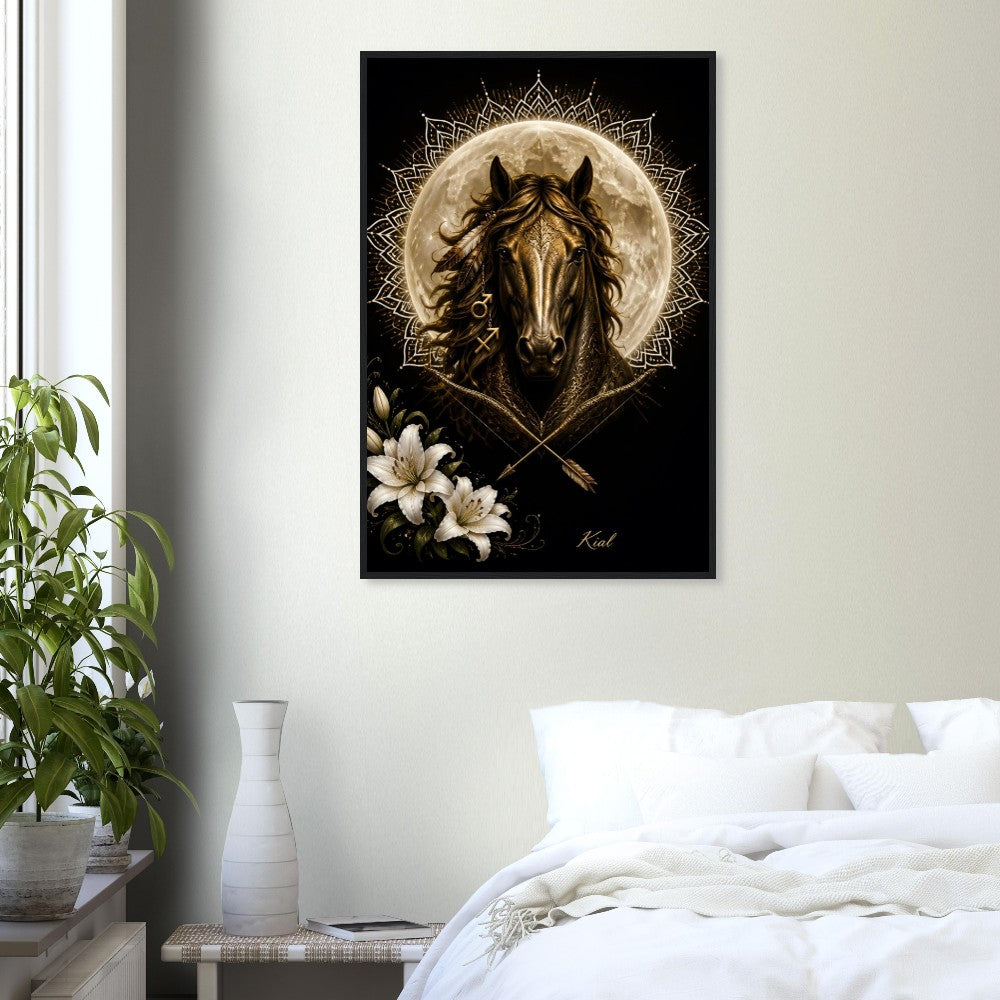 Sagittarius Zodiac Horse Poster, Gold Wall Art, Zodiac Gift for Him, Danish Art Studio