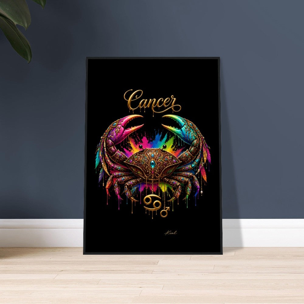 Krebs Neon Tierkreis Krabbe Poster, Bunte Wandkunst, Künstlerische Astrologie Leinwand, Tierkreis Geschenk für Ihn, Danish Art Studio