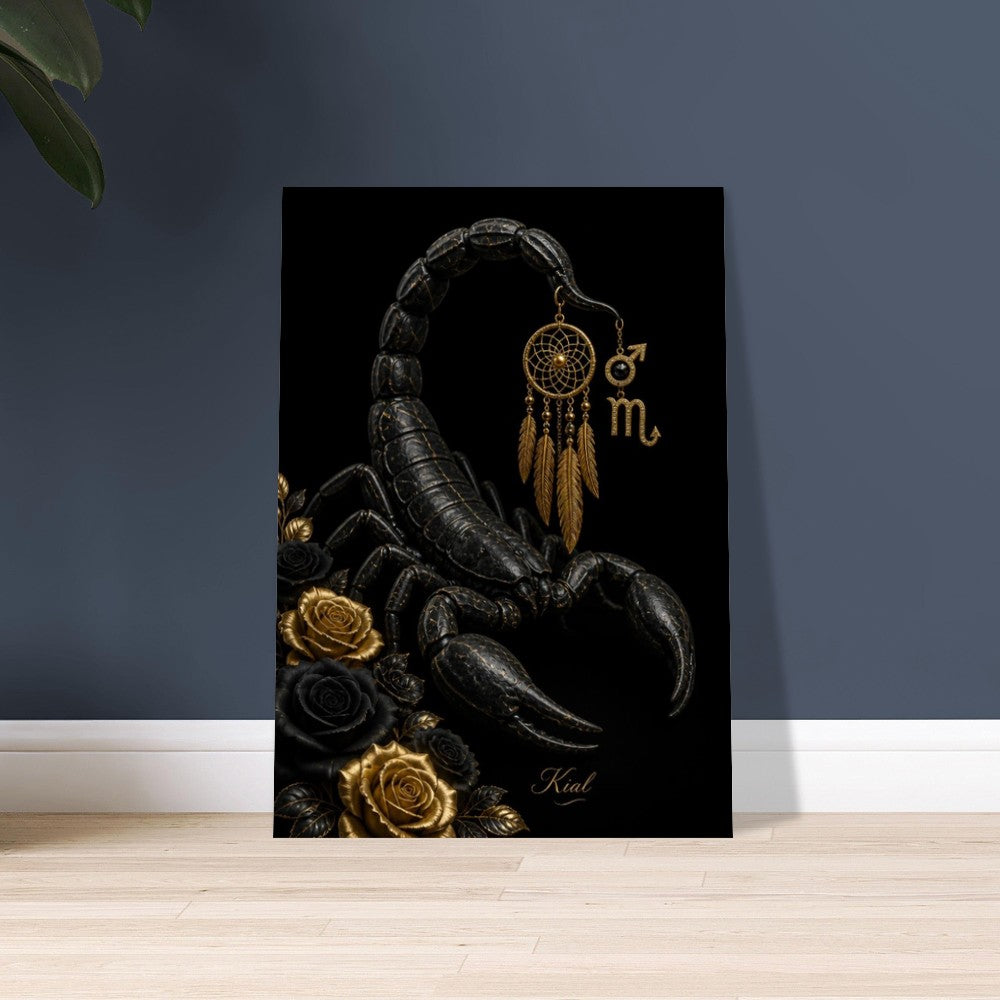 Scorpio Zodiac Scorpion Poster, Gold Wall Art, Zodiac Gift for Him, Danish Art Studio