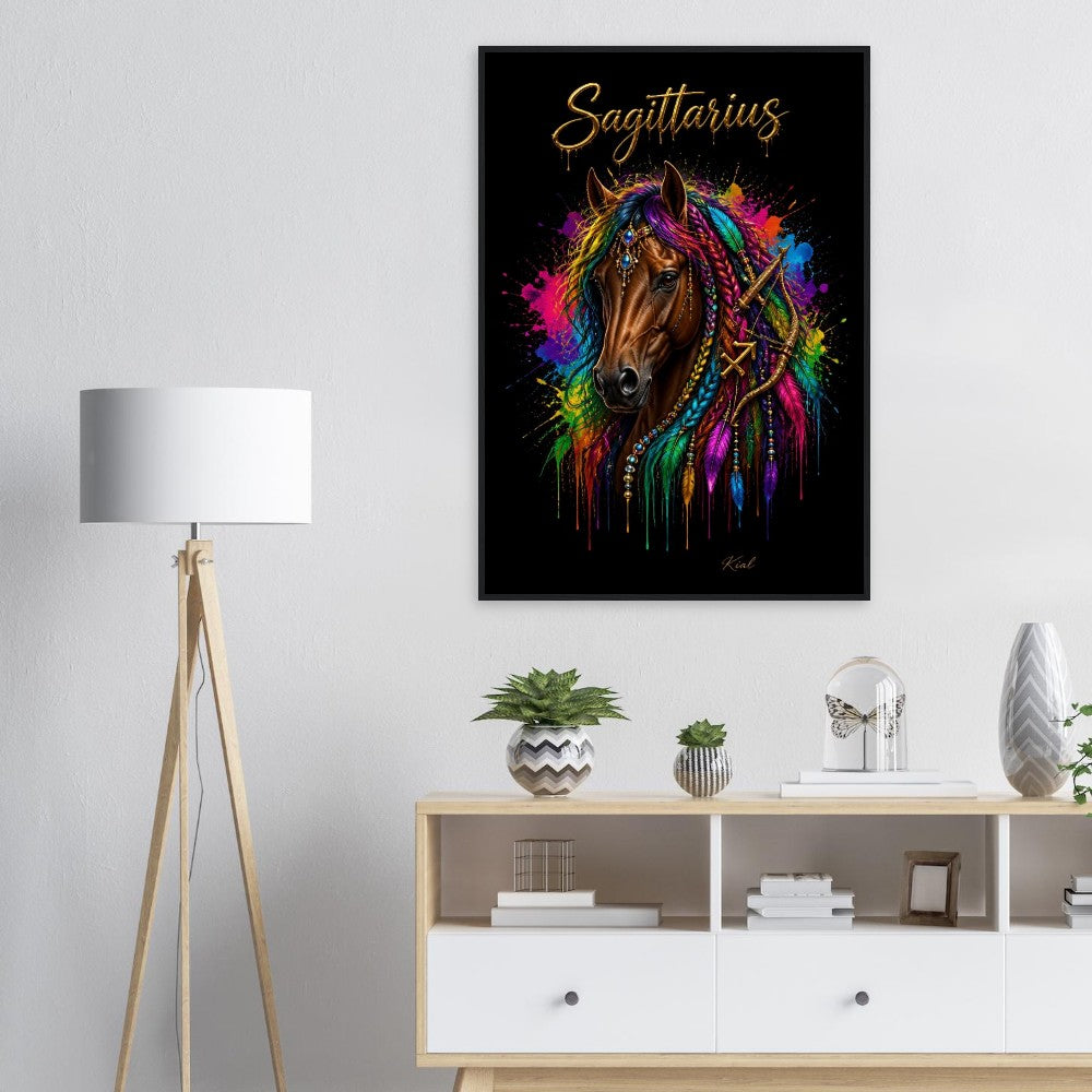 Sagittarius Neon Zodiac Horse Poster, Colorful Wall Art, Zodiac Gift for Him, Danish Art Studio