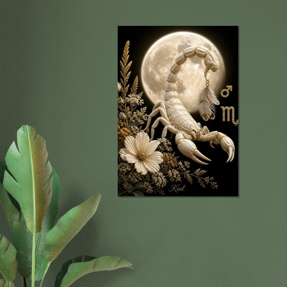 Scorpio Zodiac Scorpion Poster, Gold Wall Art, Zodiac Gift for Him, Danish Art Studio
