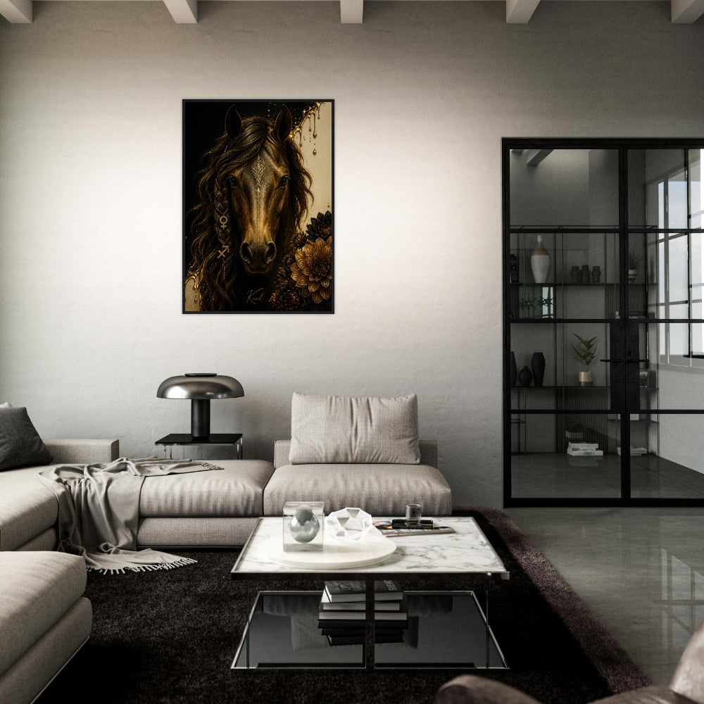 Sagittarius Zodiac Horse Poster, Gold Wall Art, Zodiac Gift for Her, Danish Art Studio