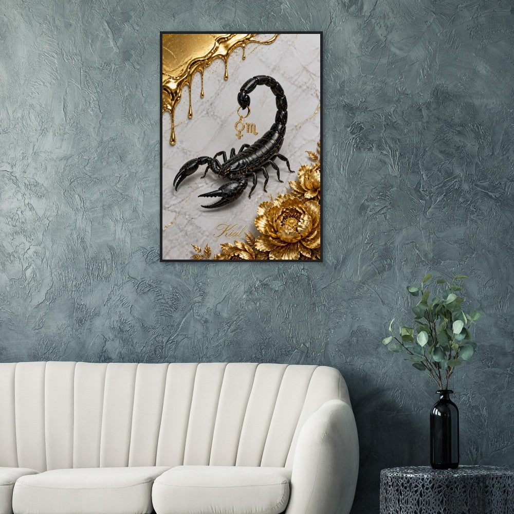Scorpio Zodiac Scorpion Poster, Gold Wall Art, Zodiac Gift for Her, Danish Art Studio