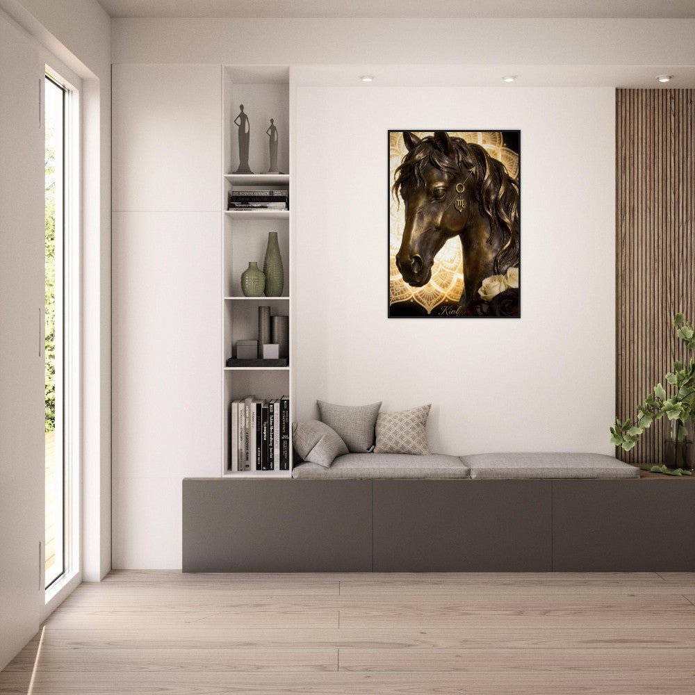 Sagittarius Zodiac Horse Poster, Gold Wall Art, Zodiac Gift for Him, Danish Art Studio