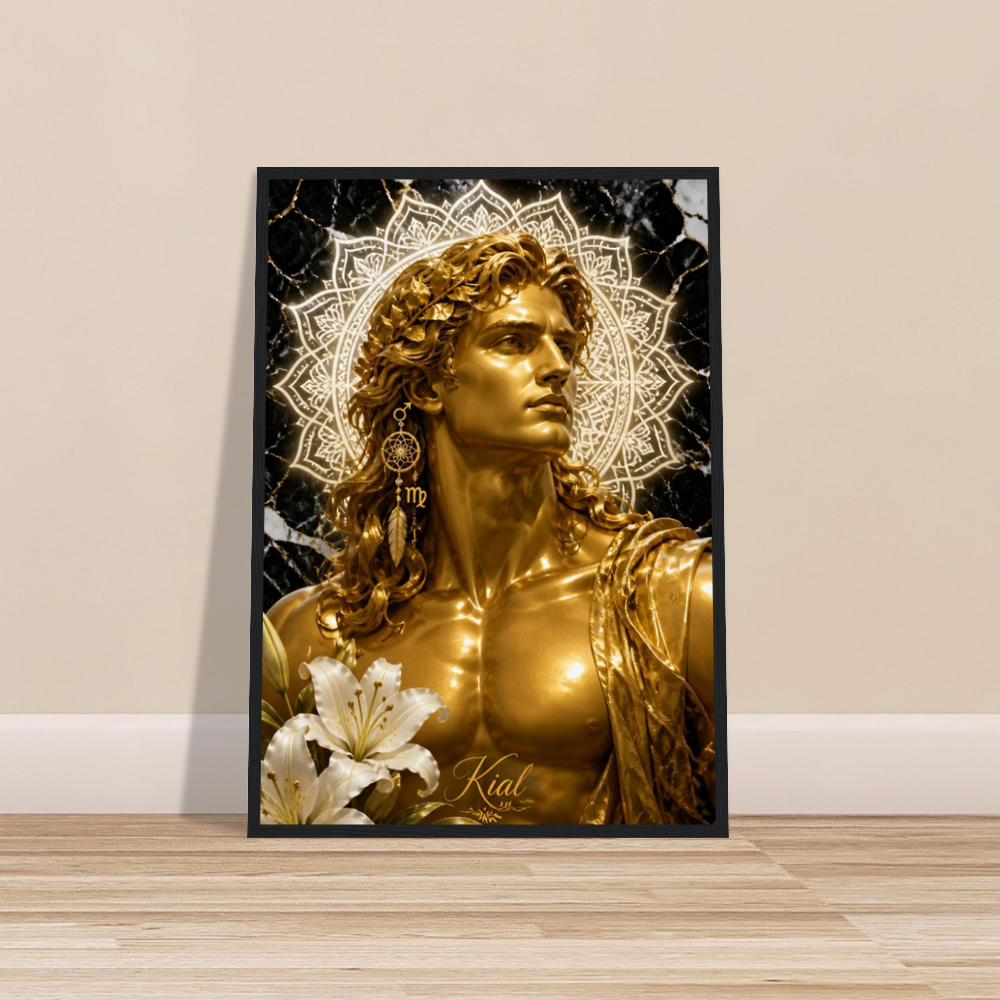 Virgo Zodiac Maiden Poster, Gold Wall Art, Astrology Canvas, Maiden Portrait, Zodiac Gift for Him, Danish Art Studio