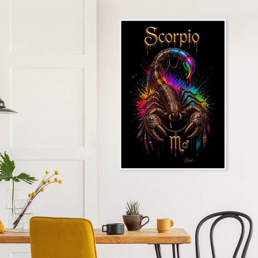 Scorpio Neon Zodiac Scorpion Poster, Colorful Wall Art, Zodiac Gift for Him, Danish Art Studio