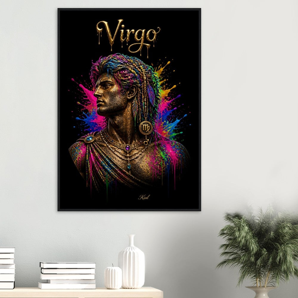 Virgo Neon Zodiac Maiden Poster, Colorful Wall Art, Artistic Astrology Canvas, Zodiac Gift for Him, Danish Art Studio