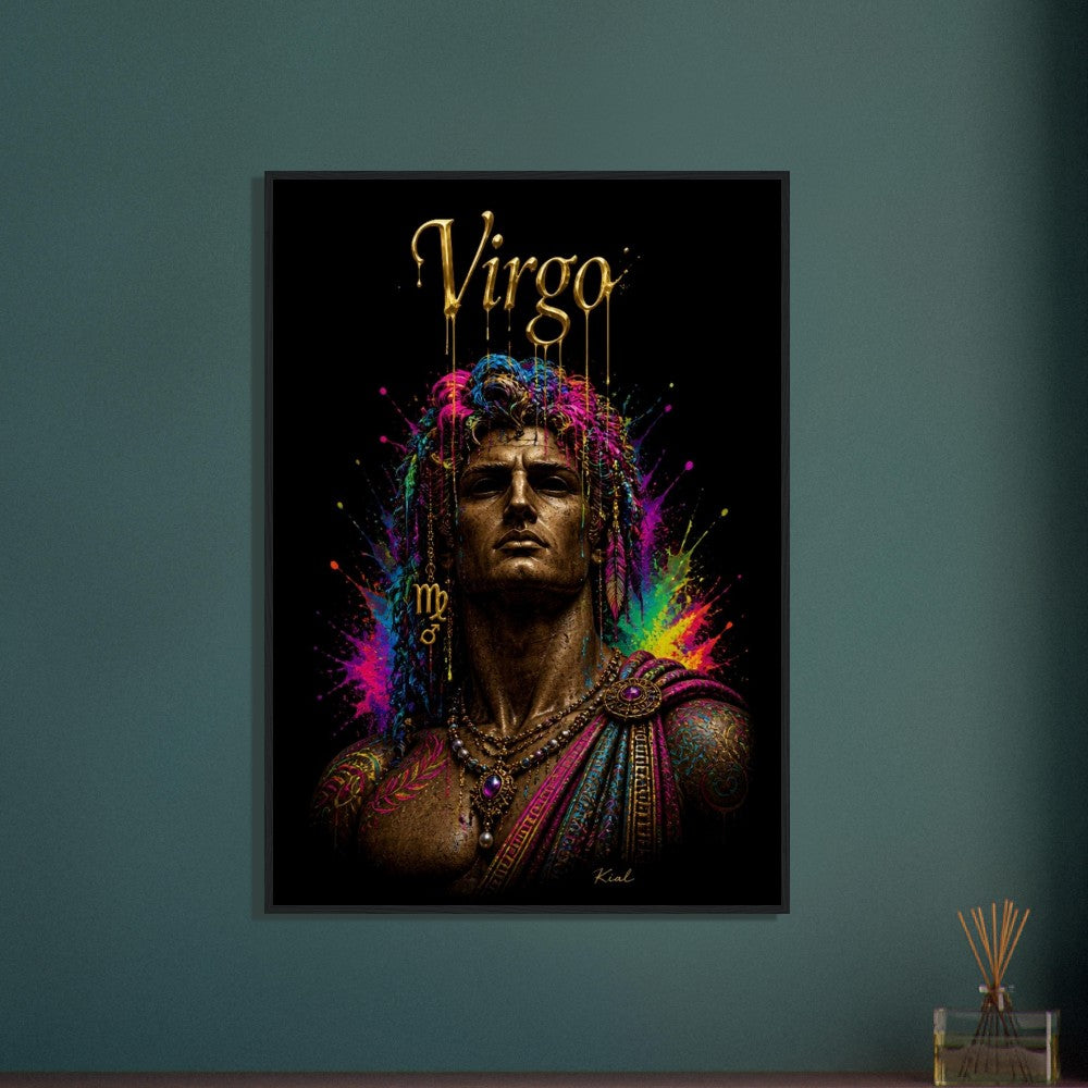 Virgo Neon Zodiac Maiden Poster, Colorful Wall Art, Artistic Astrology Canvas, Zodiac Gift for Him, Danish Art Studio