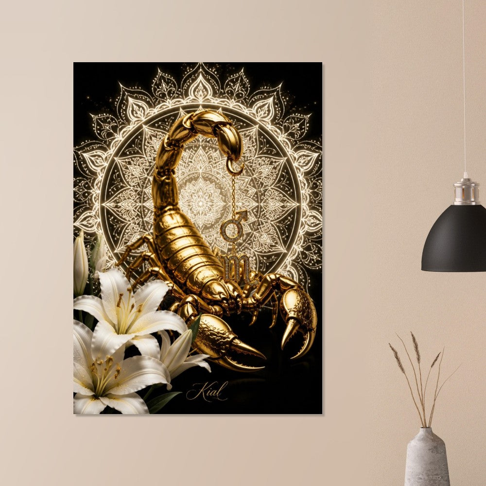 Scorpio Zodiac Scorpion Poster, Gold Wall Art, Zodiac Gift for Him, Danish Art Studio