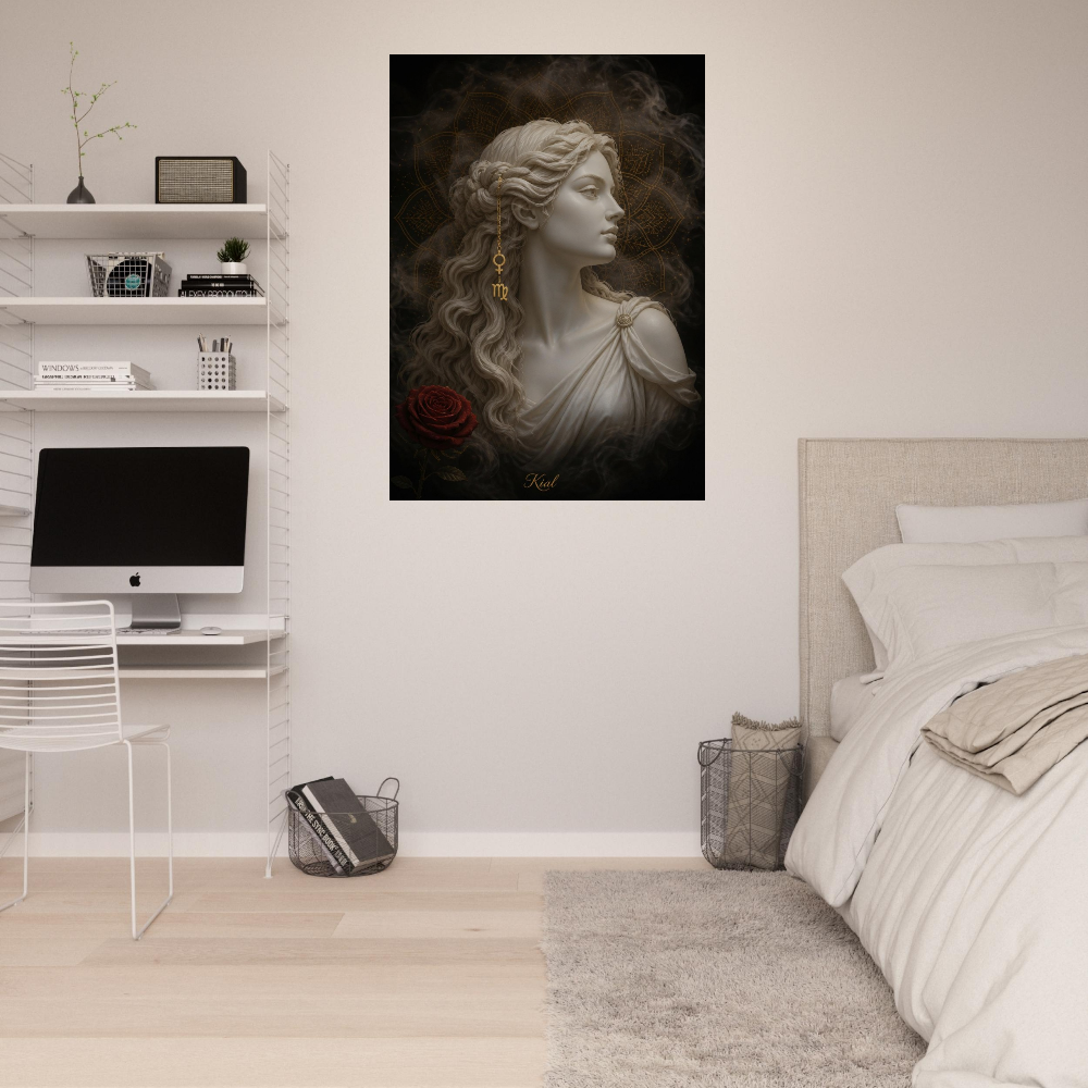 Virgo Zodiac Maiden Poster, Gold Wall Art, Astrology Canvas, Maiden Portrait, Zodiac Gift for Her, Danish Art Studio