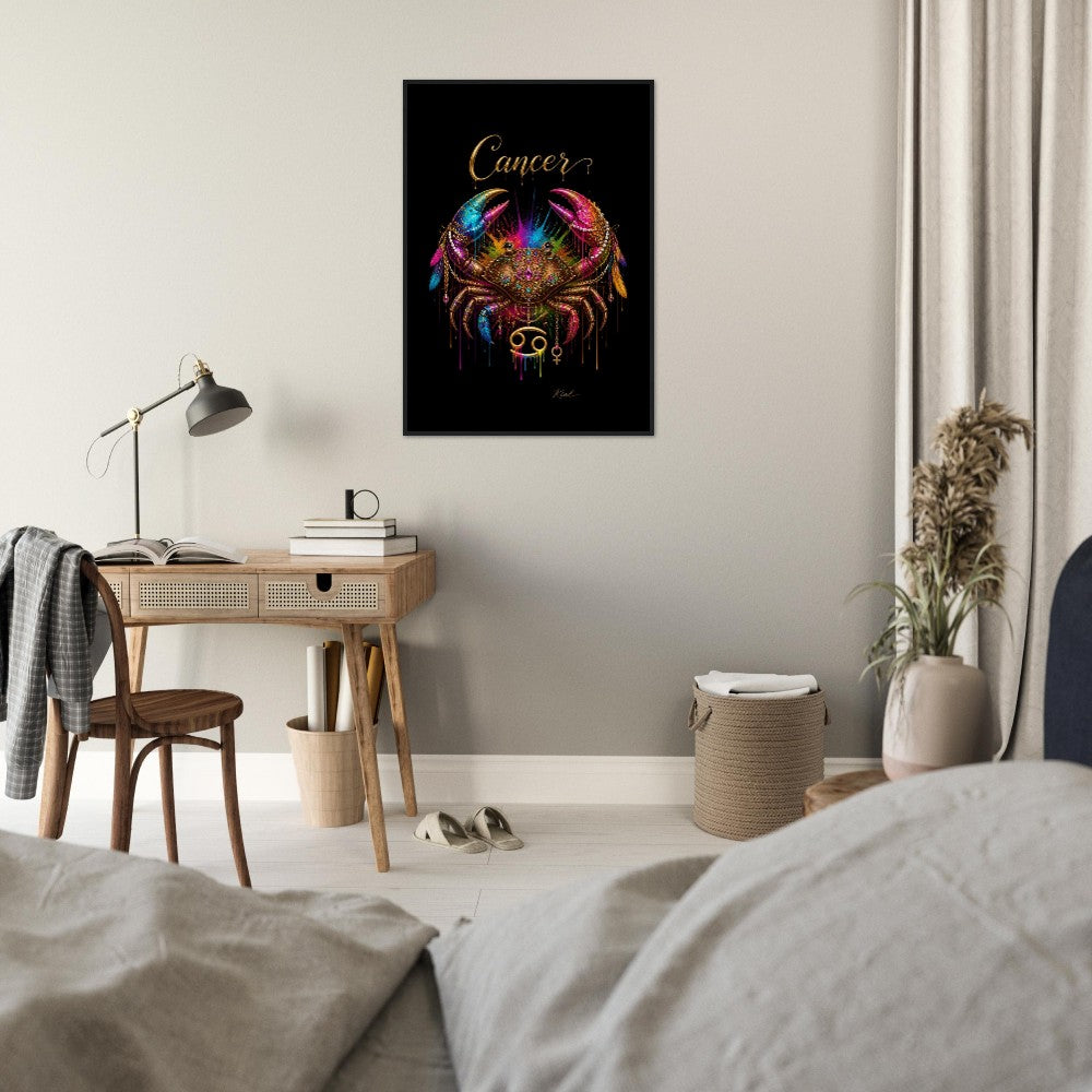Krebs Neon Sternzeichen Krabben Poster, Bunte Wandkunst, Künstlerische Astrologie Leinwand, Sternzeichen Geschenk für Sie, Dänisches Kunststudio