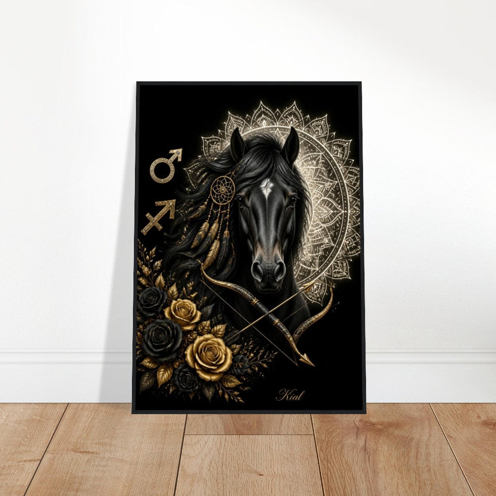Sagittarius Zodiac Horse Poster, Gold Wall Art, Zodiac Gift for Him, Danish Art Studio