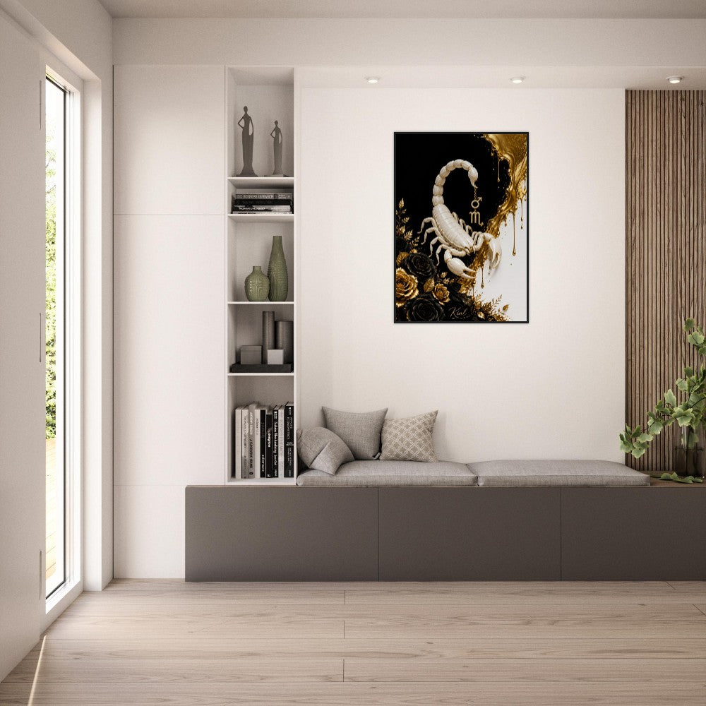 Scorpio Zodiac Scorpion Poster, Gold Wall Art, Zodiac Gift for Him, Danish Art Studio