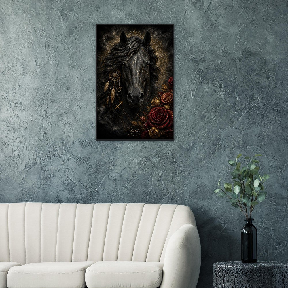 Sagittarius Zodiac Horse Poster, Gold Wall Art, Zodiac Gift for Him, Danish Art Studio