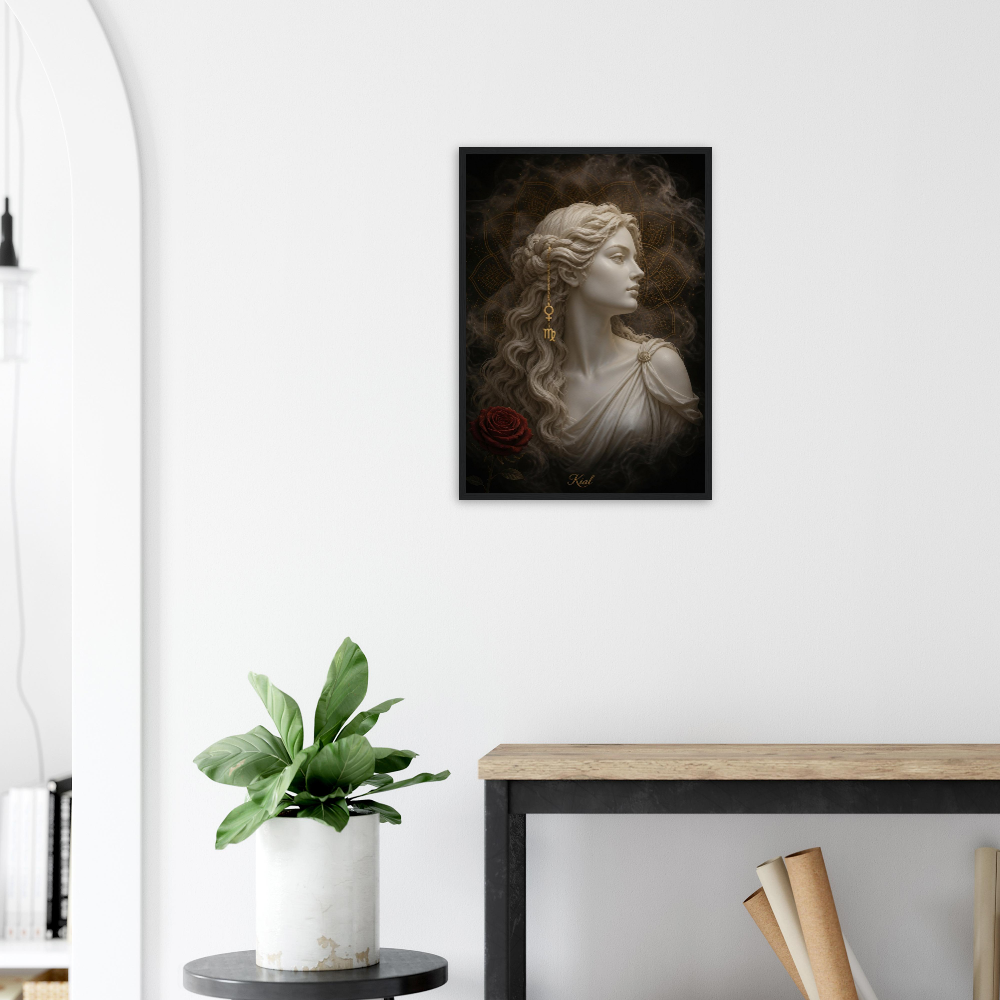 Virgo Zodiac Maiden Poster, Gold Wall Art, Astrology Canvas, Maiden Portrait, Zodiac Gift for Her, Danish Art Studio