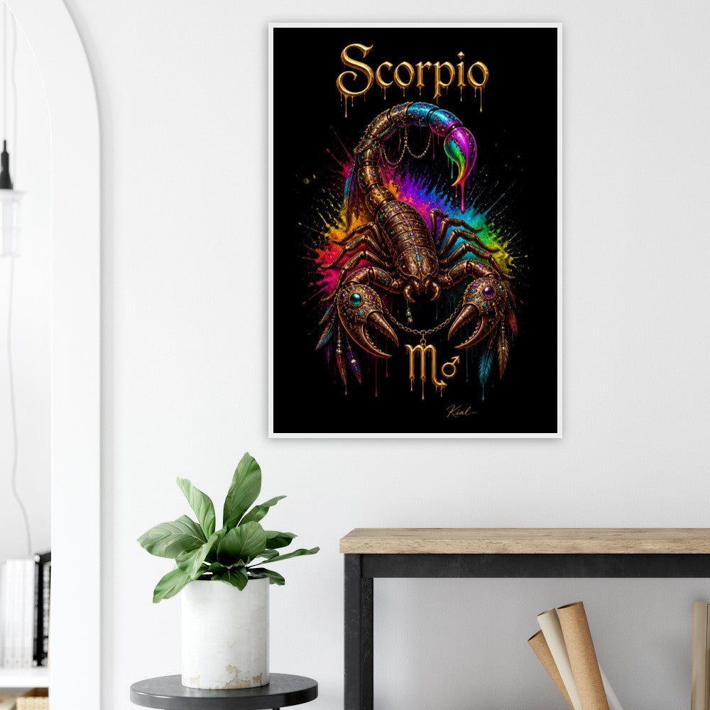 Scorpio Neon Zodiac Scorpion Poster, Colorful Wall Art, Zodiac Gift for Him, Danish Art Studio