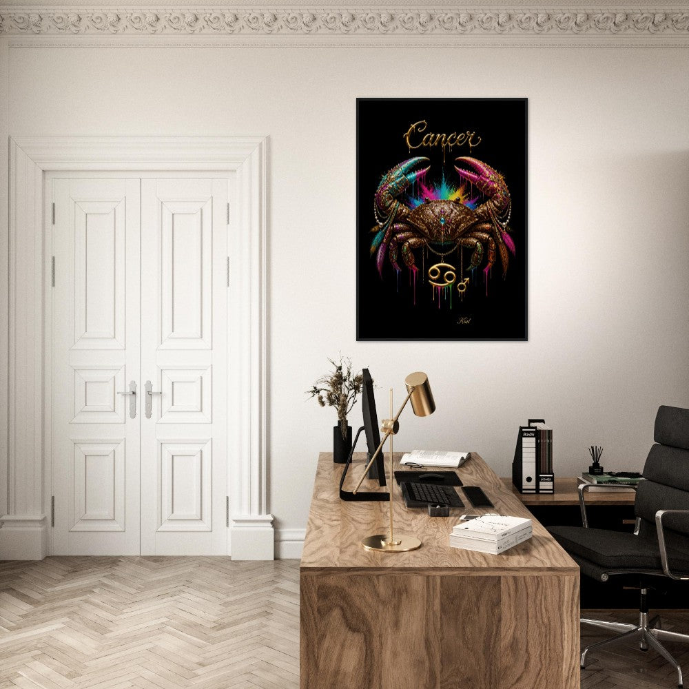 Krebs Neon Sternzeichen Krabbe Poster, Bunte Wandkunst, Künstlerische Astrologie Leinwand, Sternzeichen Geschenk für Ihn, Dänisches Kunststudio