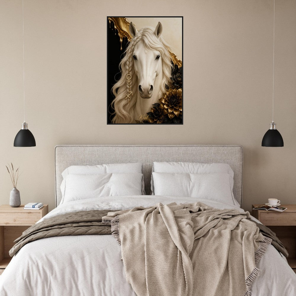 Sagittarius Zodiac Horse Poster, Gold Wall Art, Zodiac Gift for Her, Danish Art Studio
