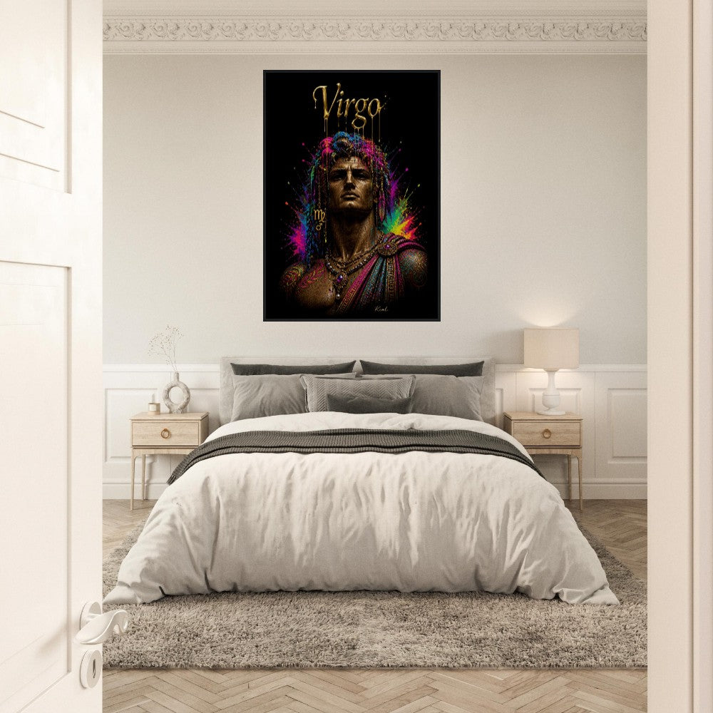 Virgo Neon Zodiac Maiden Poster, Colorful Wall Art, Artistic Astrology Canvas, Zodiac Gift for Him, Danish Art Studio