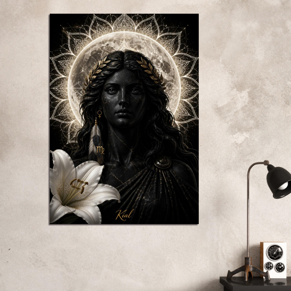 Virgo Zodiac Maiden Poster, Gold Wall Art, Astrology Canvas, Maiden Portrait, Zodiac Gift for Her, Danish Art Studio