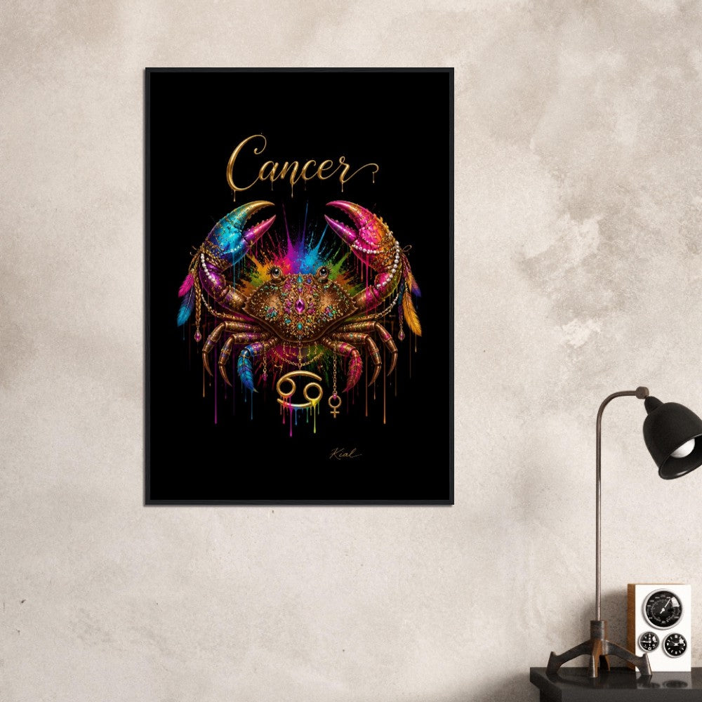 Krebs Neon Sternzeichen Krabben Poster, Bunte Wandkunst, Künstlerische Astrologie Leinwand, Sternzeichen Geschenk für Sie, Dänisches Kunststudio