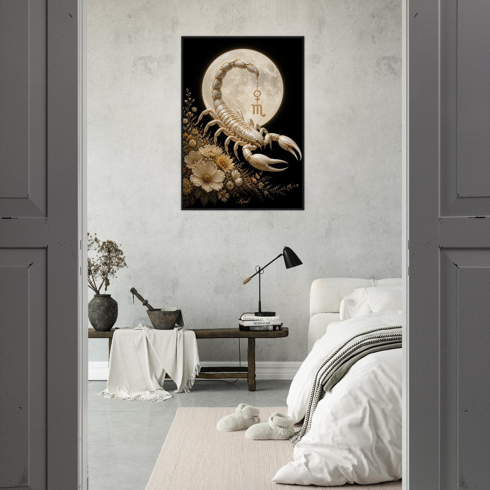 Scorpio Zodiac Scorpion Poster, Gold Wall Art, Zodiac Gift for Her, Danish Art Studio