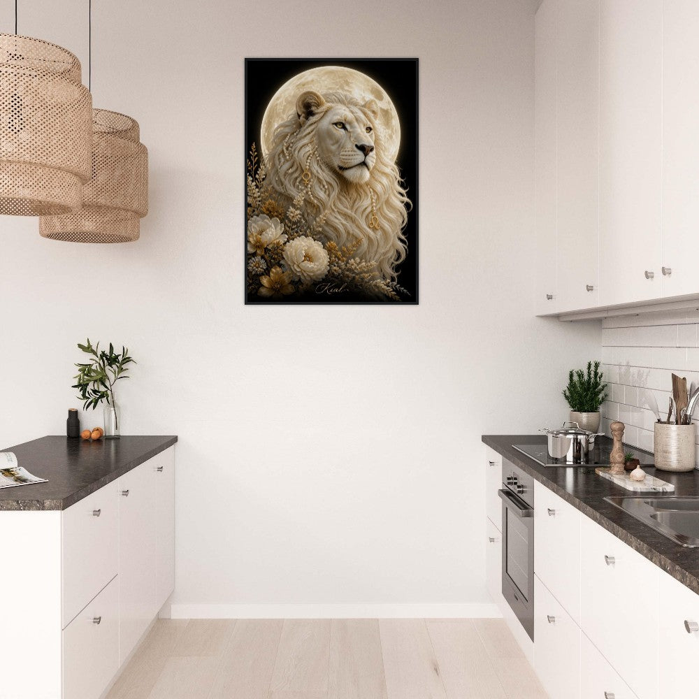 Leo Zodiac Lion Poster, Gold Wall Art, Astrology Canvas, Lion Portrait, Zodiac Gift for Her, Danish Art Studio
