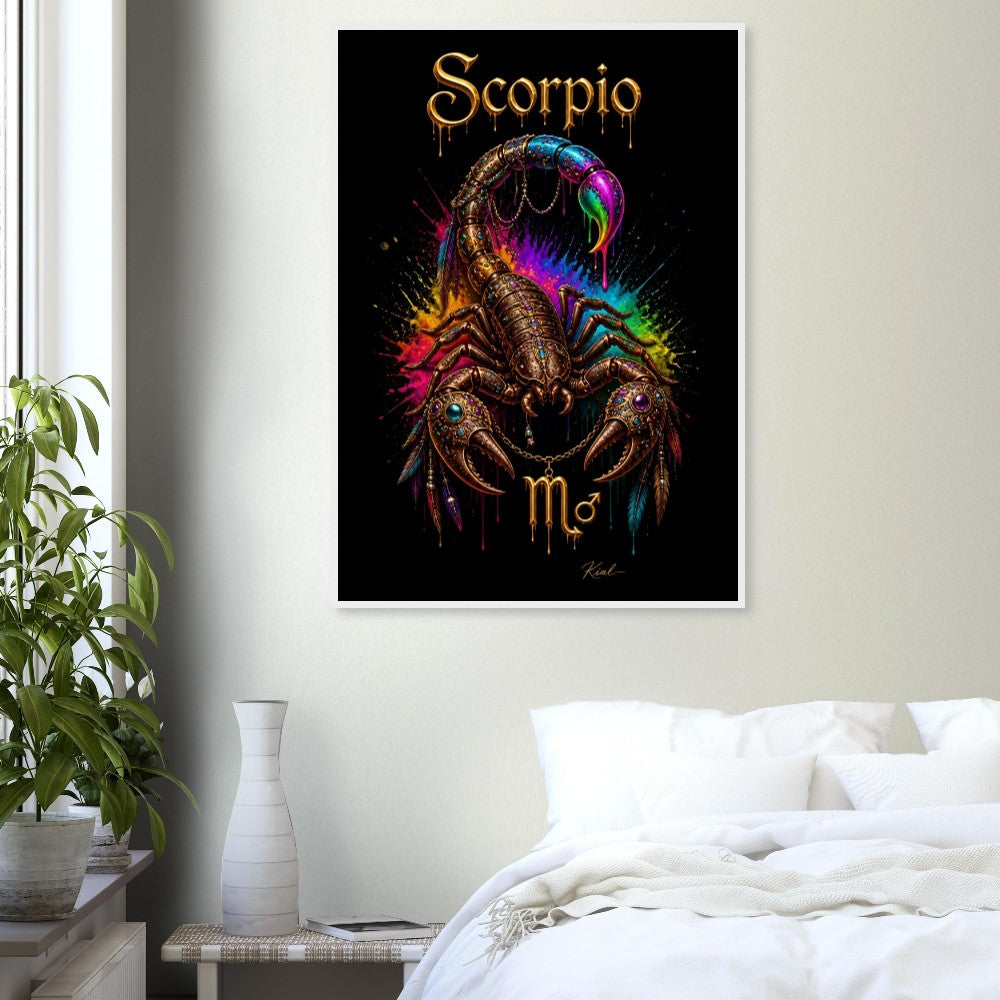Scorpio Neon Zodiac Scorpion Poster, Colorful Wall Art, Zodiac Gift for Him, Danish Art Studio