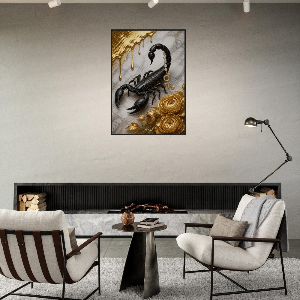 Scorpio Zodiac Scorpion Poster, Gold Wall Art, Zodiac Gift for Him, Danish Art Studio