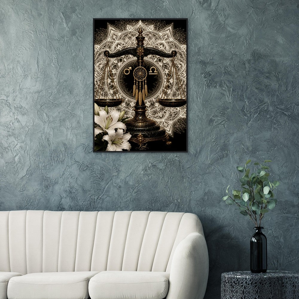 Libra Zodiac Scales Poster, Gold Wall Art, Astrology Canvas, Scales Portrait, Zodiac Gift for Him, Danish Art Studio