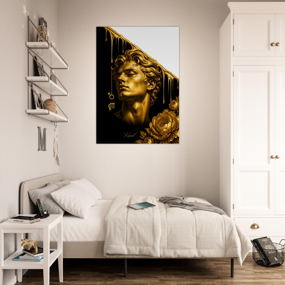 Virgo Zodiac Maiden Poster, Gold Wall Art, Astrology Canvas, Maiden Portrait, Zodiac Gift for Him, Danish Art Studio