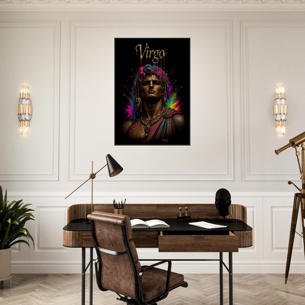 Virgo Neon Zodiac Maiden Poster, Colorful Wall Art, Artistic Astrology Canvas, Zodiac Gift for Him, Danish Art Studio