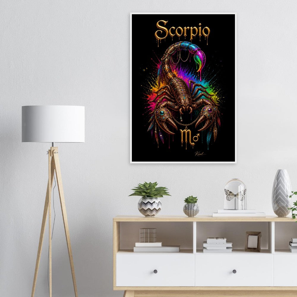 Scorpio Neon Zodiac Scorpion Poster, Colorful Wall Art, Zodiac Gift for Him, Danish Art Studio