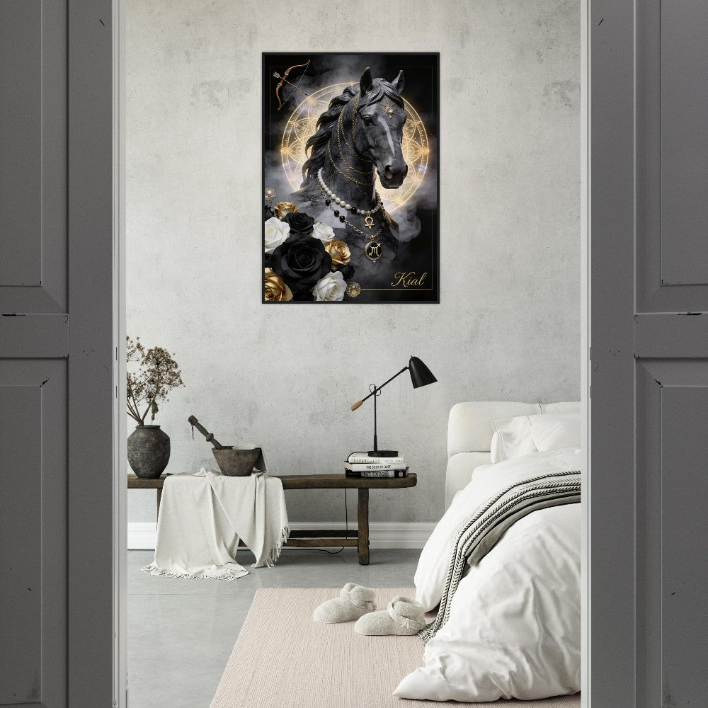 Sagittarius Zodiac Horse Poster, Gold Wall Art, Zodiac Gift for Her, Danish Art Studio