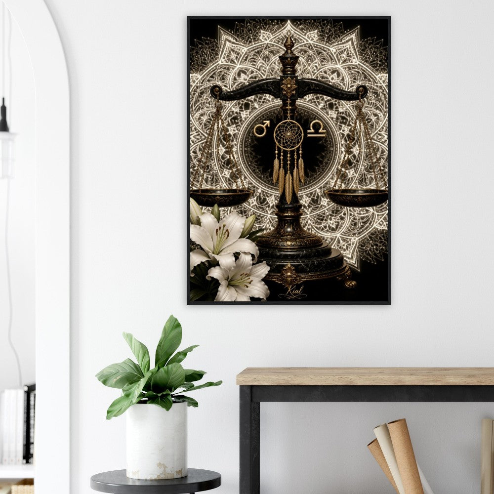 Libra Zodiac Scales Poster, Gold Wall Art, Astrology Canvas, Scales Portrait, Zodiac Gift for Him, Danish Art Studio