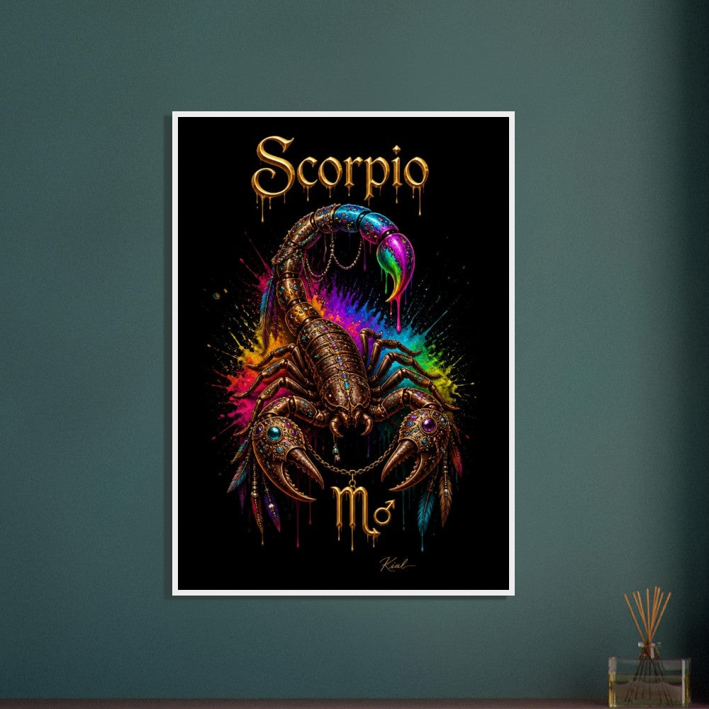 Scorpio Neon Zodiac Scorpion Poster, Colorful Wall Art, Zodiac Gift for Him, Danish Art Studio