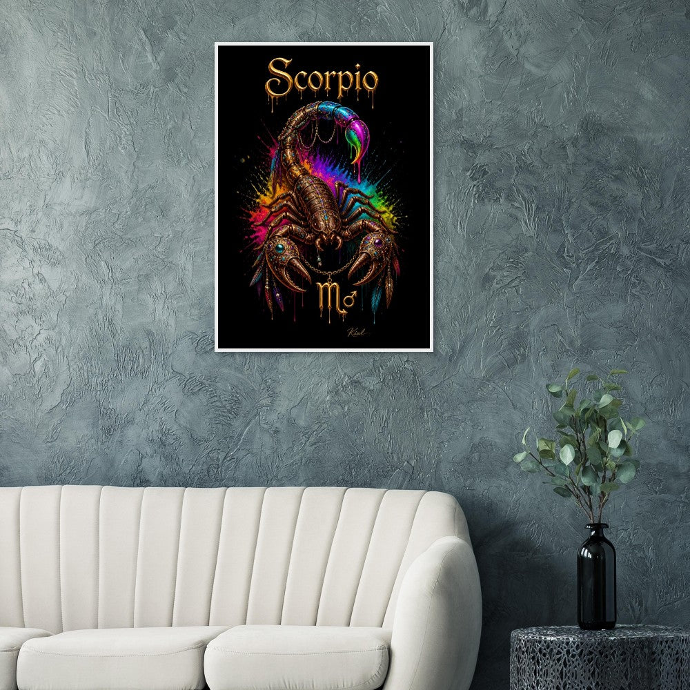 Scorpio Neon Zodiac Scorpion Poster, Colorful Wall Art, Zodiac Gift for Him, Danish Art Studio