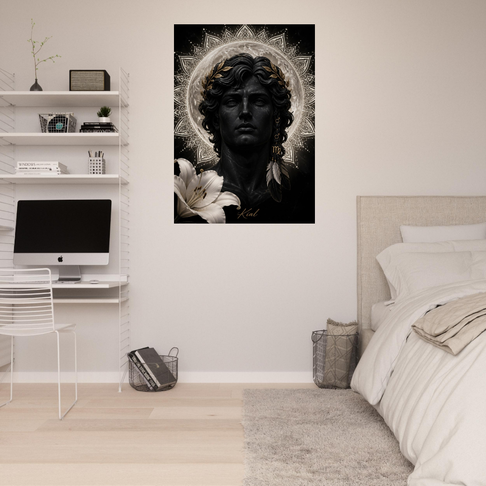 Virgo Zodiac Maiden Poster, Gold Wall Art, Astrology Canvas, Maiden Portrait, Zodiac Gift for Him, Danish Art Studio